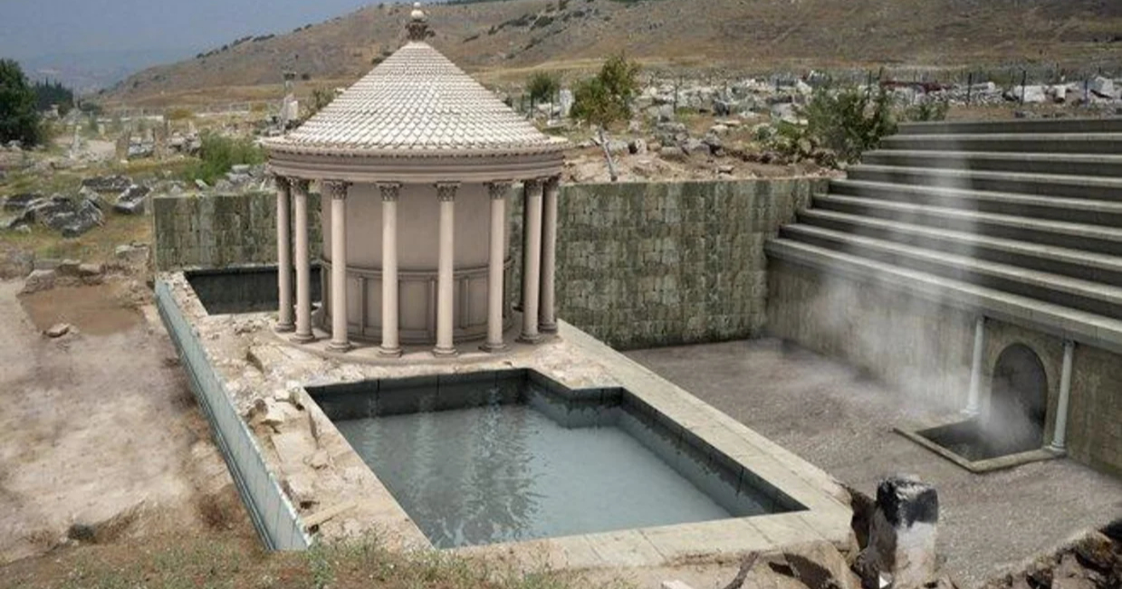 Μία ψηφιακή απεικόνιση δείχνει το αρχαίο ναό του Πλούτωνα, που στην ελληνορωμαϊκή μυθολογία φημίζεται ως η πύλη προς τον Κάτω Κόσμο